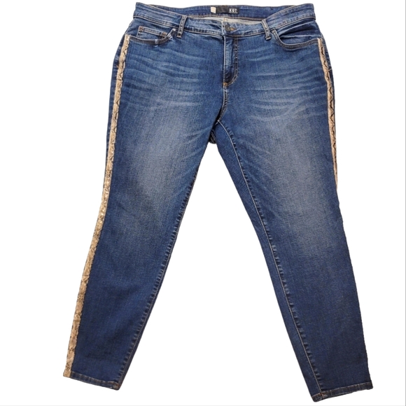 Kut From The Kloth Donna Ankle Skinny Denim Jeans Snakeskin Trim Plus Size 16 W - Picture 4 of 10